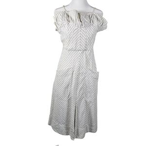 REBECCA‎ TAYLOR Cotton Blend Preppy Classic Ruffled Striped A-Line Midi Dress 4